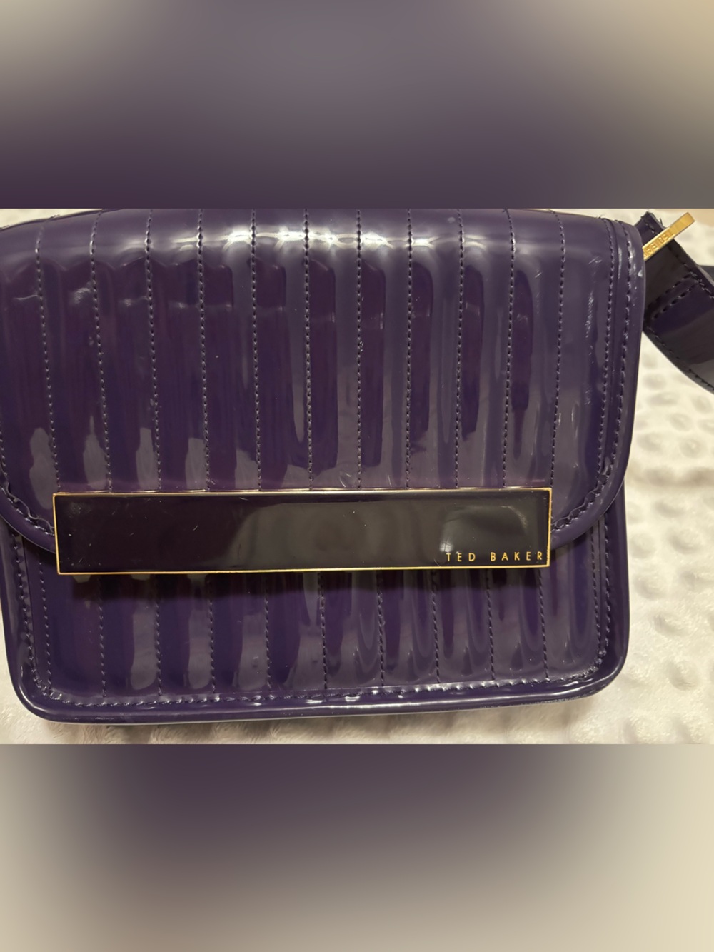 Ted Baker Glossy Quilted Crossbody Bag in Deep Plum